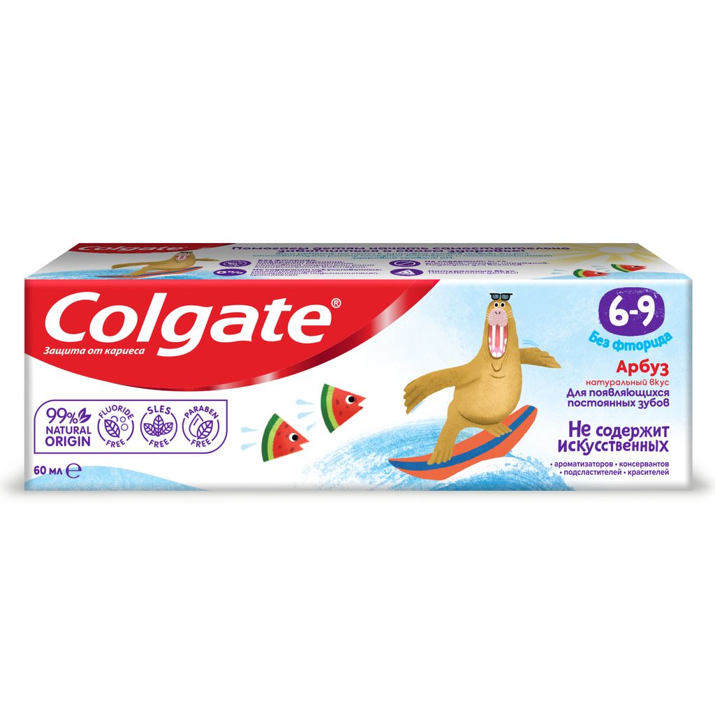 Colgate Паста зубная детская от 6 до 9 лет без фторида, 60 мл, 1 шт.
