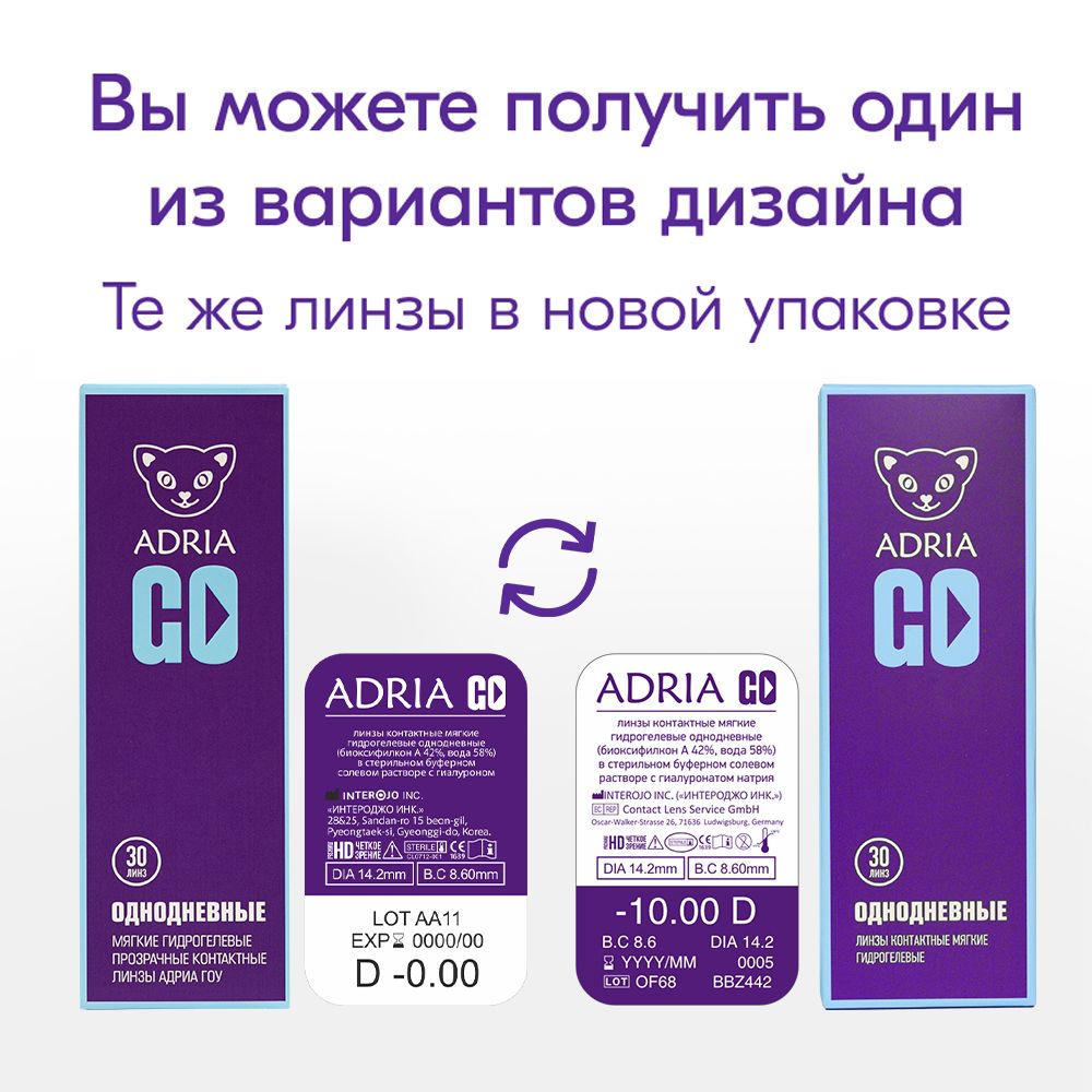 Adria Go Контактные линзы однодневные, BC=8.6 d=14.2, D(-3.75), 30 шт.