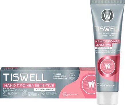 Tiswell Зубная паста реминерализующая с наногидроксиапатитом + отбеливание, паста зубная, для чувствительных зубов, 110 г, 1 шт.