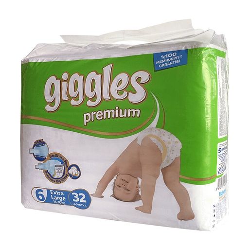 Giggles Premium Extra Large Подгузники детские, 6, 15-30 кг, 32 шт.