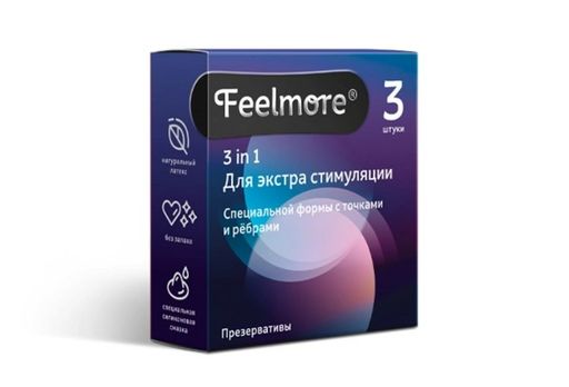 Feelmore Презервативы 3 в 1 Для экстра стимуляции, презерватив, 3 шт.
