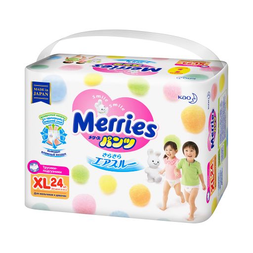 Подгузники-трусики детские Merries, 12-22 кг, XL, 24 шт.