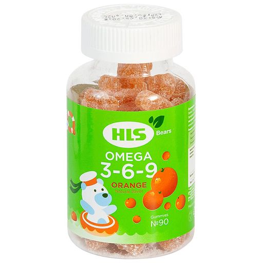 HLS Мишки Омега 3-6-9, пастилки жевательные, со вкусом апельсина, 90 шт.