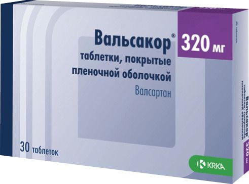 Вальсакор, 320 мг, таблетки, покрытые пленочной оболочкой, 30 шт.