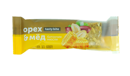 TastyBite Батончик мюсли орех с медом, 35 г, 1 шт.