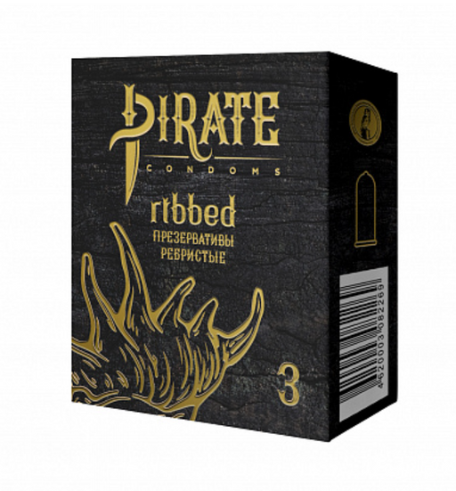 Pirate Презервативы ribbed, презервативы, ребристые, 3 шт.