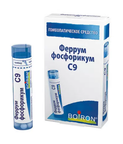 Феррум фосфорикум С9, гранулы гомеопатические, 4 г, 1 шт.